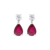 18ct White Gold 1.34ct Ruby 0.21ct Diamond Pear Drop Earrings sold by C.W. Sellors