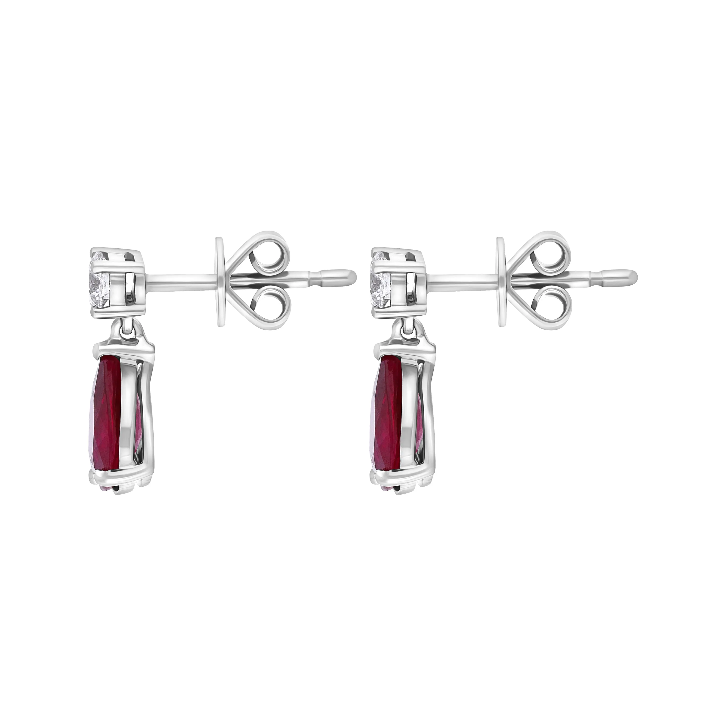 18ct White Gold 1.34ct Ruby 0.21ct Diamond Pear Drop Earrings sold by C.W. Sellors product image thumbnail 2