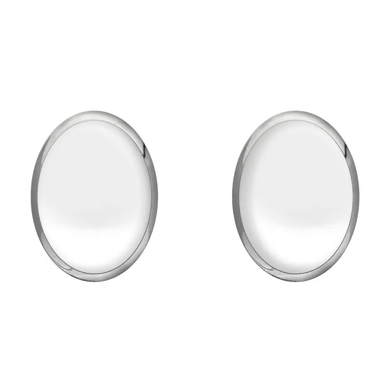 Sterling Silver Bauxite 10mm x 8mm Classic Large Oval Stud Earrings sold by C.W. Sellors
