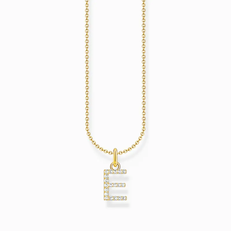 Thomas Sabo Gold Plated Sterling Silver Letter E Necklace sold by C.W. Sellors