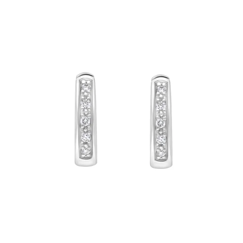18ct White Gold Diamond 10mm Hoop Earrings sold by C.W. Sellors