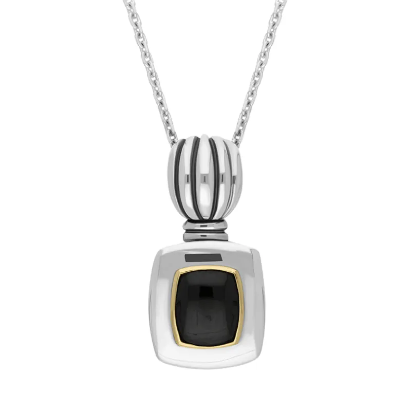 Sterling Silver Whitby Jet Oblong Necklace D sold by C.W. Sellors
