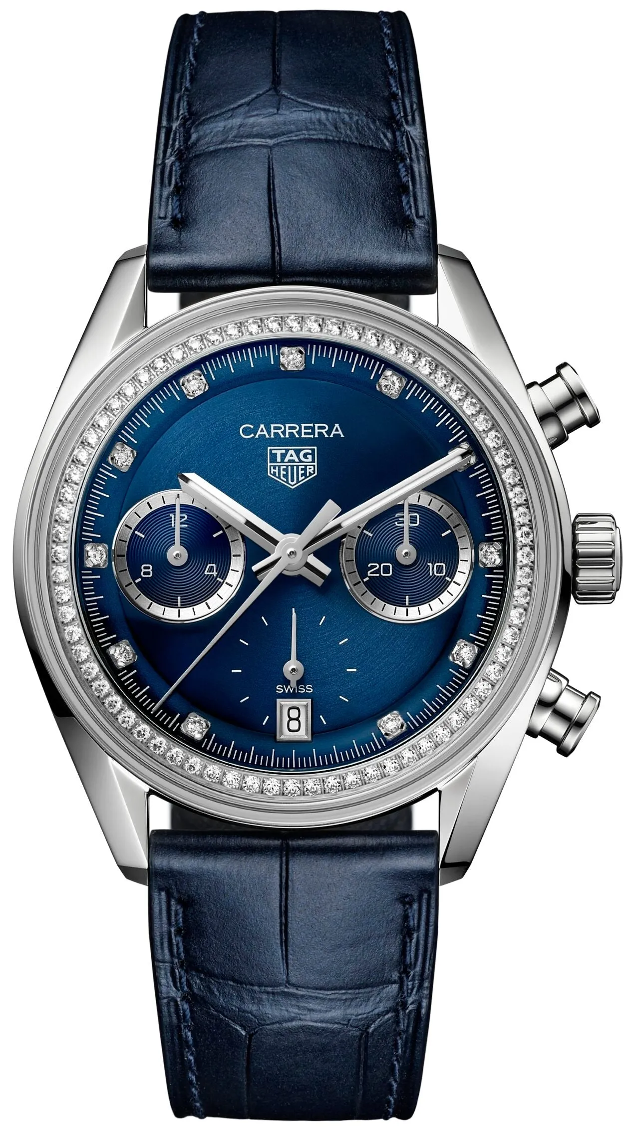 TAG Heuer Carrera Chronograph Circular Brushed Blue Watch sold by C.W. Sellors