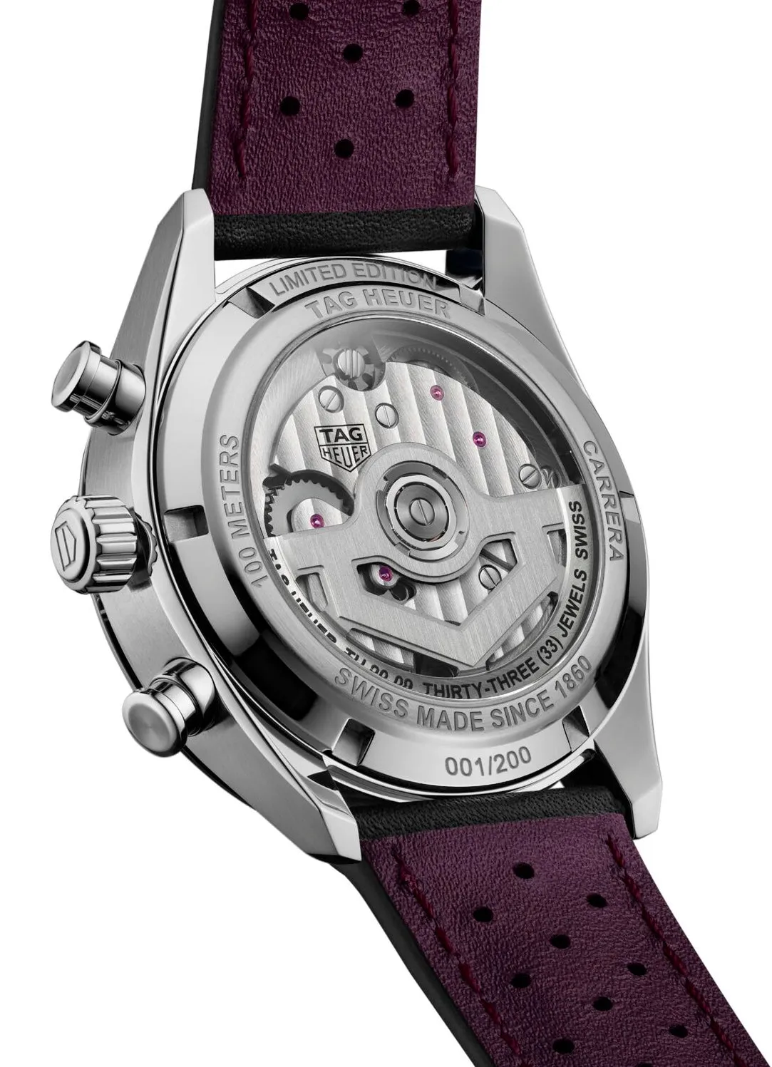 TAG Heuer Carrera Chronograph Tourbillon Sunray Brushed Purple Watch sold by C.W. Sellors product image thumbnail 3
