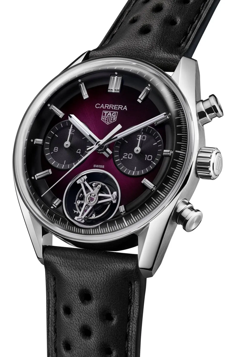 TAG Heuer Carrera Chronograph Tourbillon Sunray Brushed Purple Watch sold by C.W. Sellors product image thumbnail 4