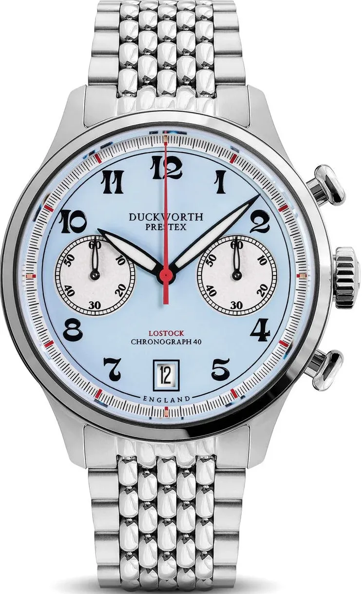 Duckworth Prestex Lostock Blue 40mm Quartz Chronograph Bracelet Watch sold by C.W. Sellors