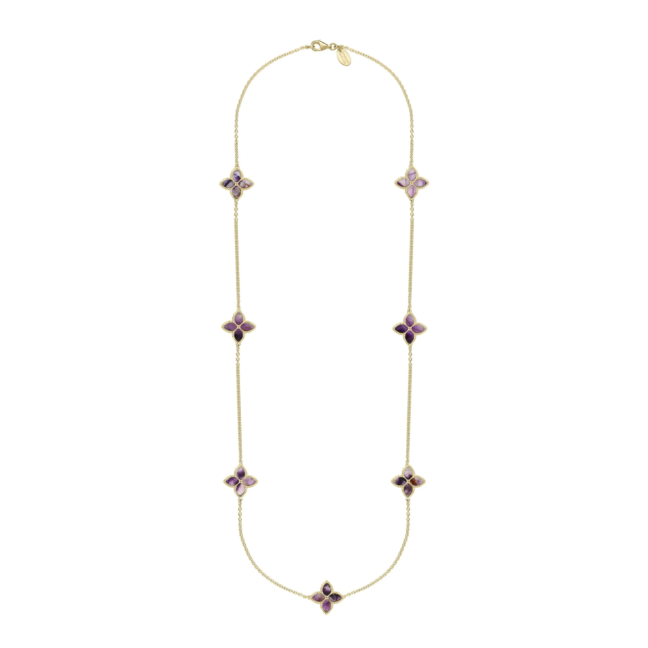 9ct Yellow Gold Blue John eden Long Marquise Flower Necklace sold by C.W. Sellors