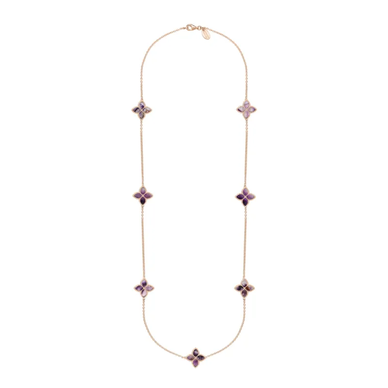 9ct Rose Gold Blue John eden Long Marquise Flower Necklace sold by C.W. Sellors