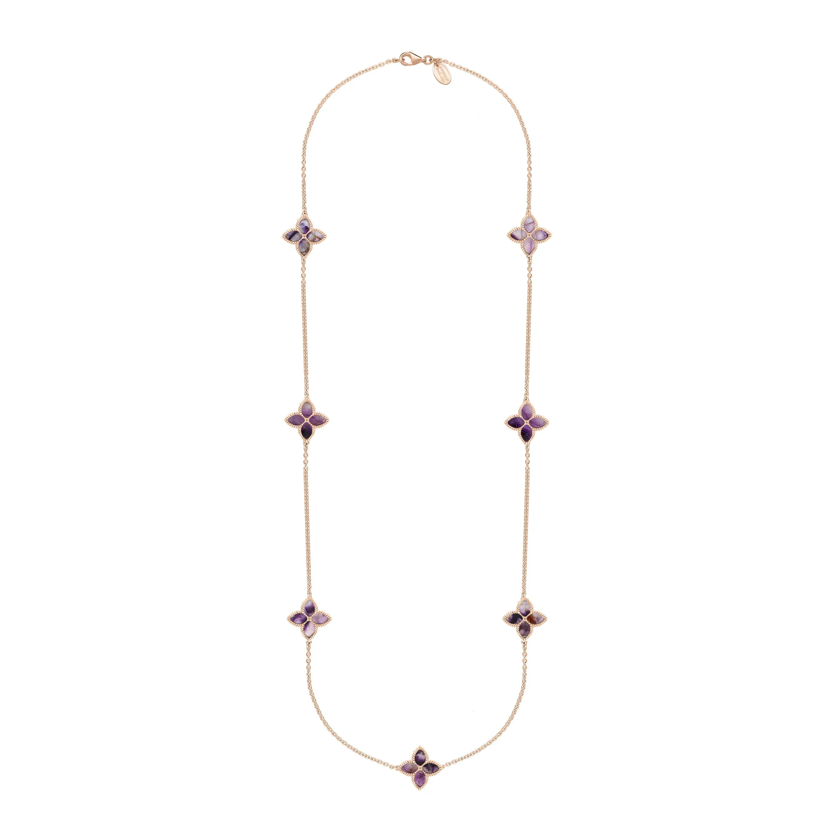 9ct Rose Gold Blue John eden Long Marquise Flower Necklace sold by C.W. Sellors