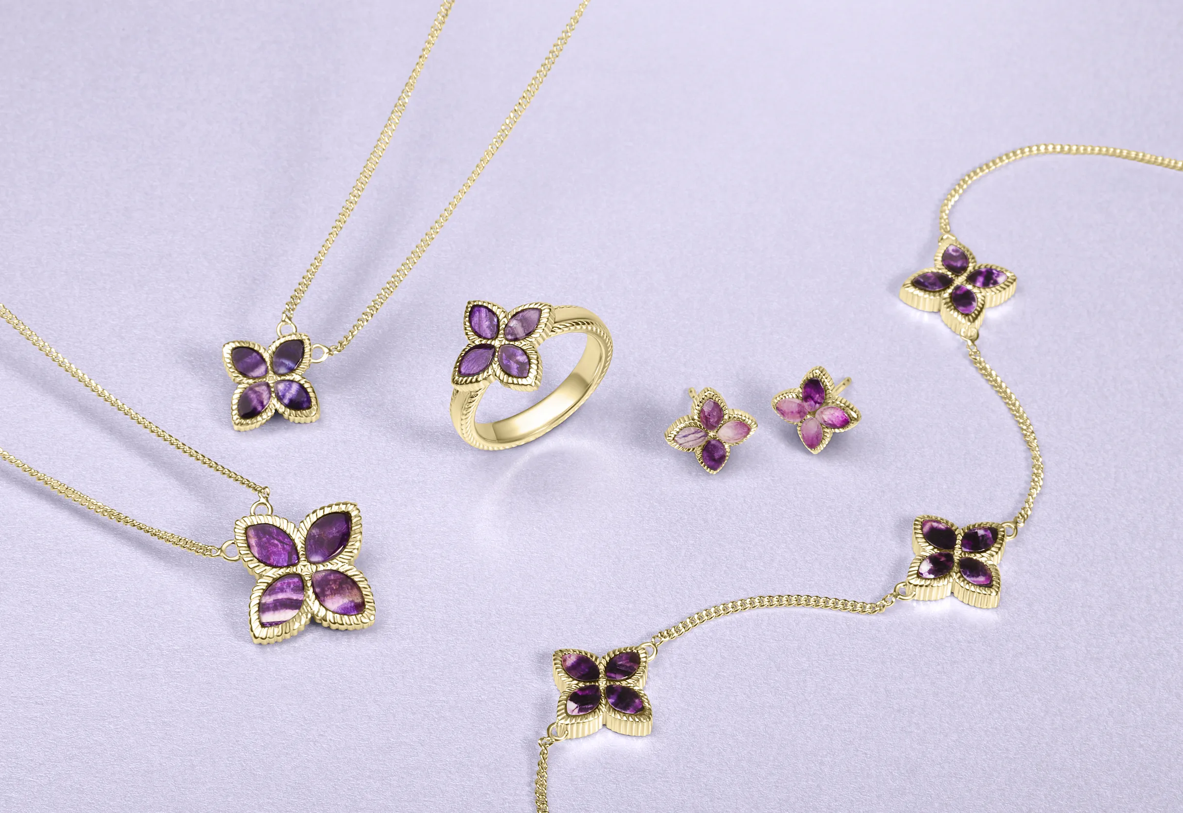 9ct Yellow Gold Blue John eden Marquise Flower Bracelet sold by C.W. Sellors product image thumbnail 2