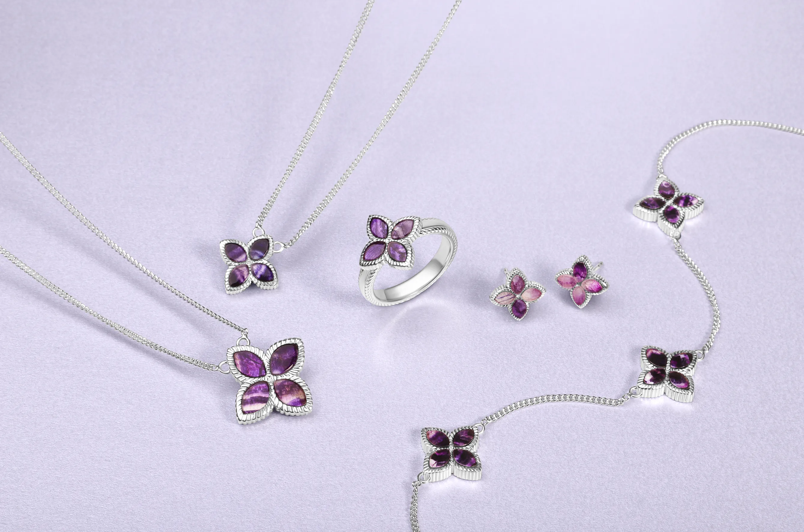 9ct White Gold Blue John eden Marquise Flower Bracelet sold by C.W. Sellors product image thumbnail 2