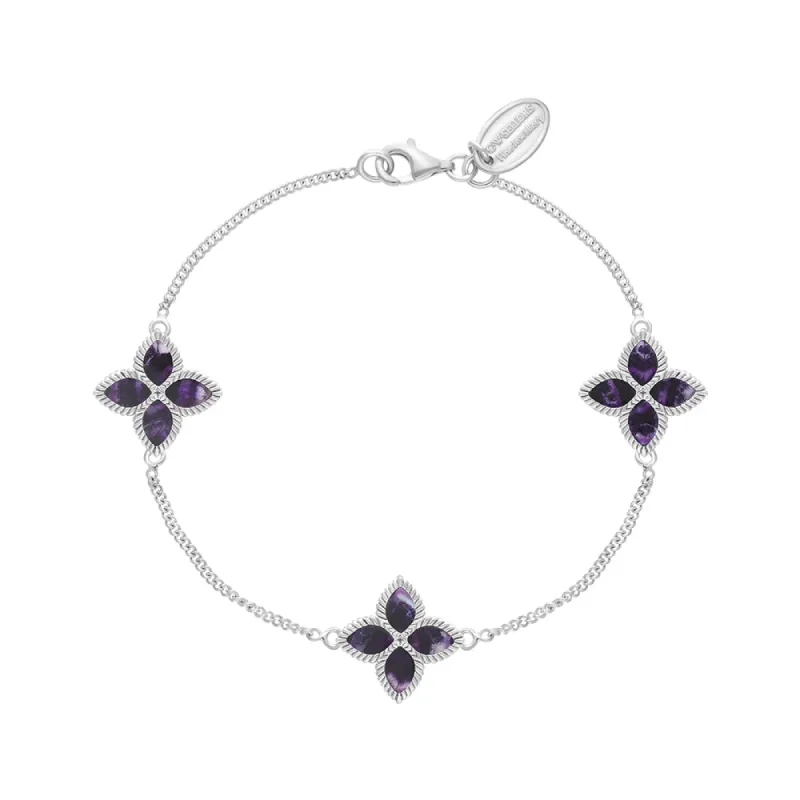 9ct White Gold Blue John eden Marquise Flower Bracelet sold by C.W. Sellors