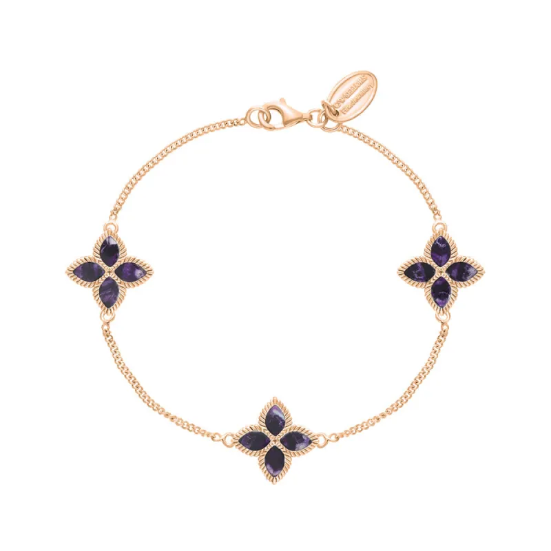 9ct Rose Gold Blue John eden Marquise Flower Bracelet sold by C.W. Sellors