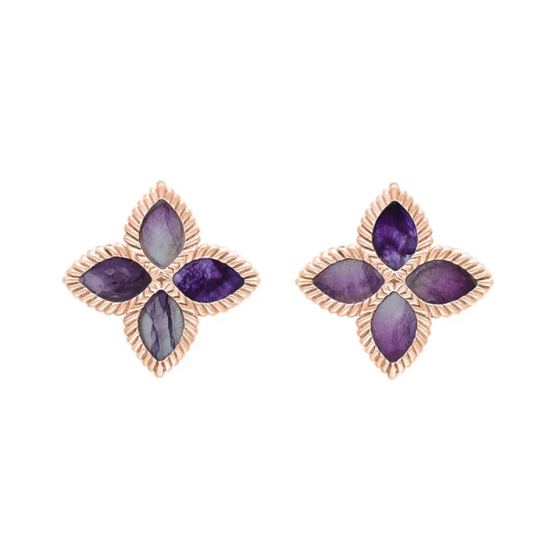 9ct Rose Gold Blue John eden Marquise Flower Stud Earrings sold by C.W. Sellors
