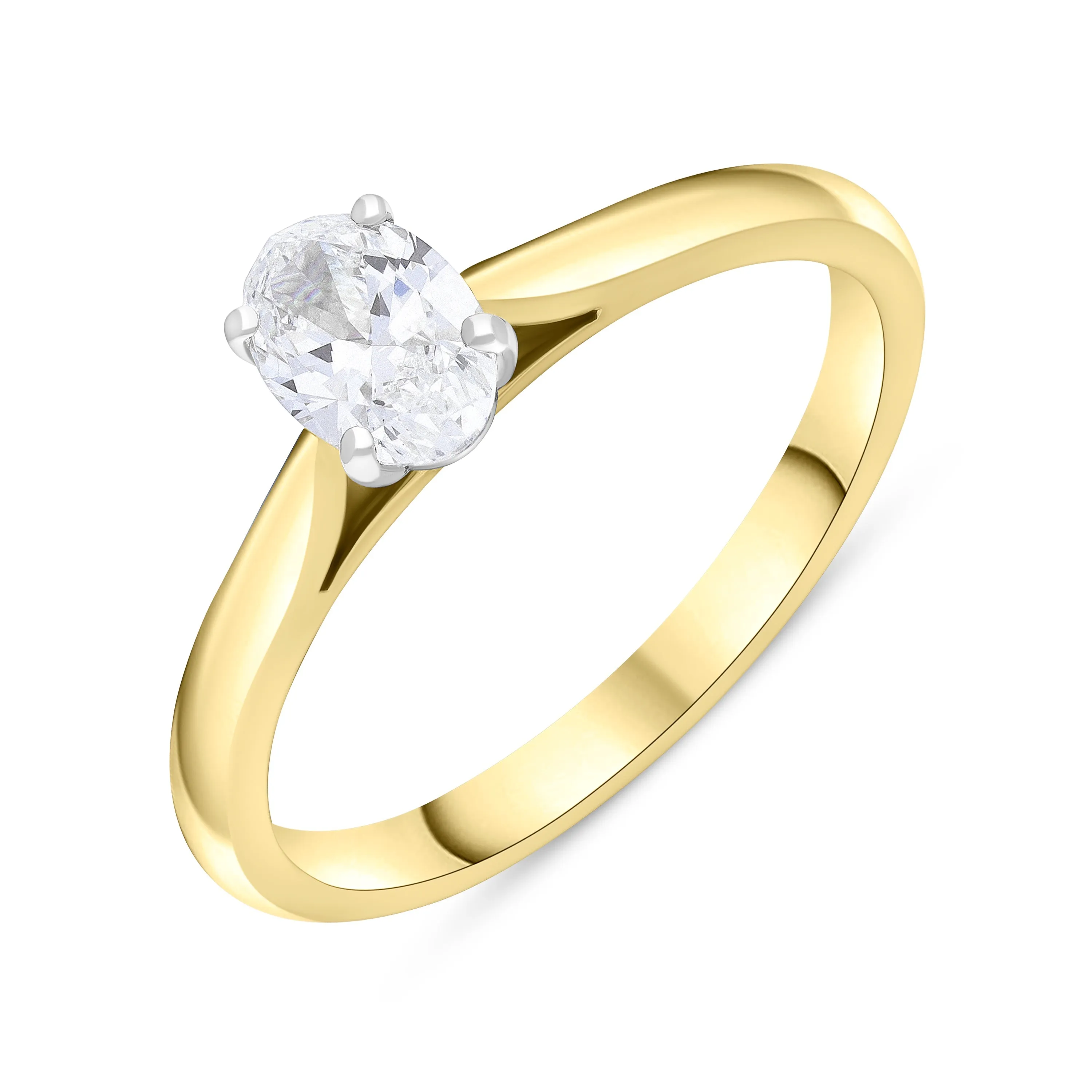 18ct Yellow and White Gold .50 Diamond Solitaire Oval Ring Size M GIA FVS1 sold by C.W. Sellors