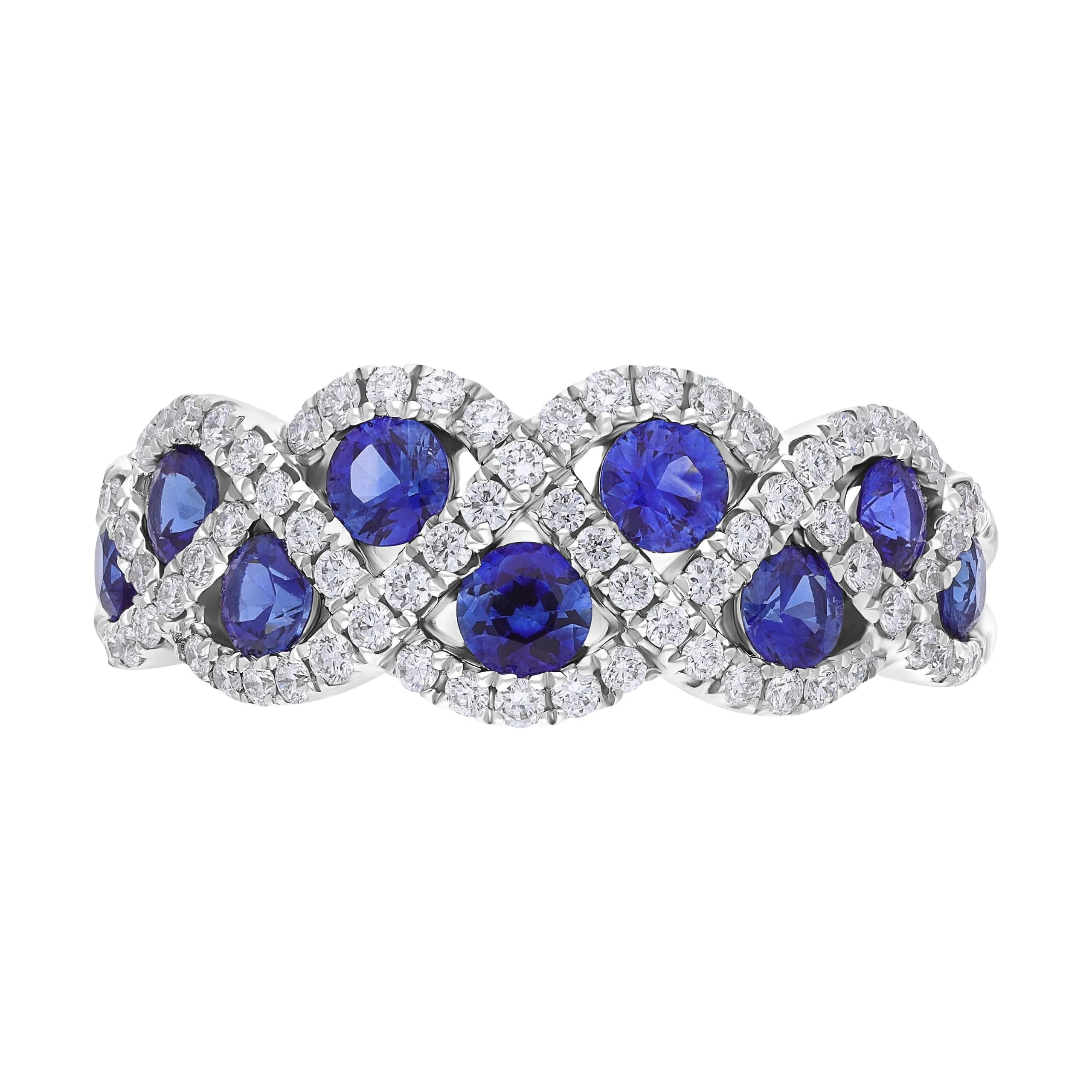 18ct White Gold .87 Sapphire .37 2 Row Daimond Lattice Eternity Ring sold by C.W. Sellors product image thumbnail 2