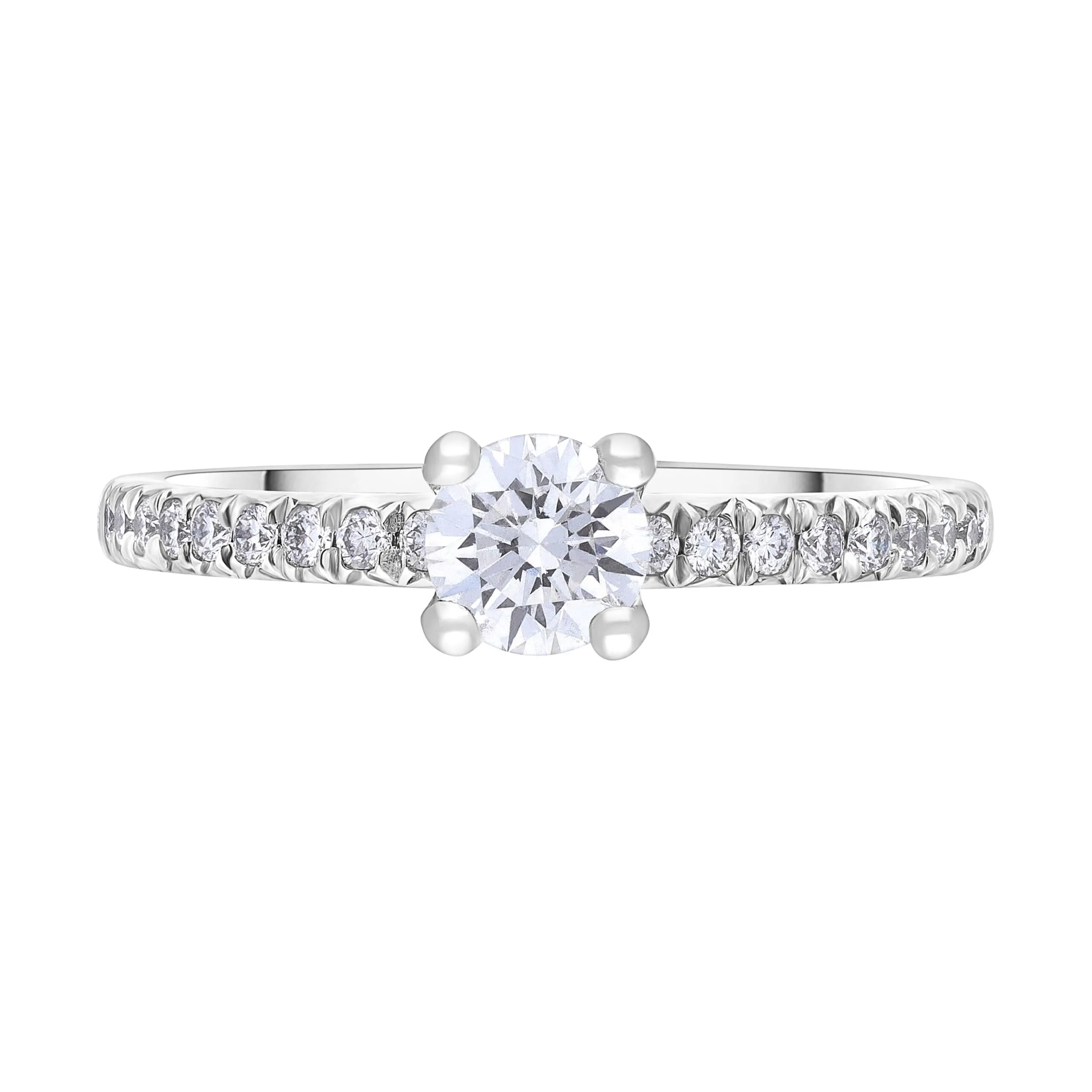 Platinum 0.40ct Diamond Solitaire 0.17ct Diamond Tulip Shank Ring Size L GIA FSI1 sold by C.W. Sellors product image thumbnail 2
