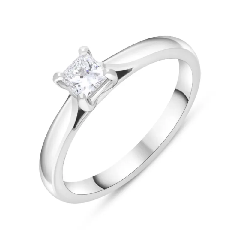 Platinum 0.30ct Diamond Solitaire Prin Cut 4 Claw Ring Size N GIA EVS2 sold by C.W. Sellors