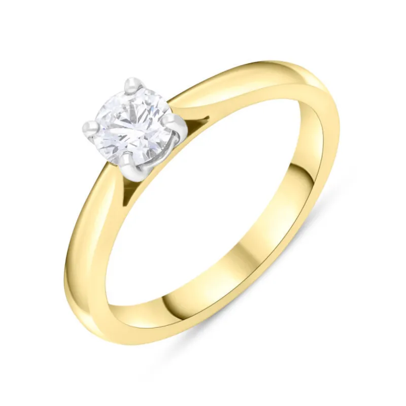 Platinum and 18ct Yellow Gold .46 Diamond Solitaire 4 Claw Scalloped Ring Size N GIA GSI1 sold by C.W. Sellors
