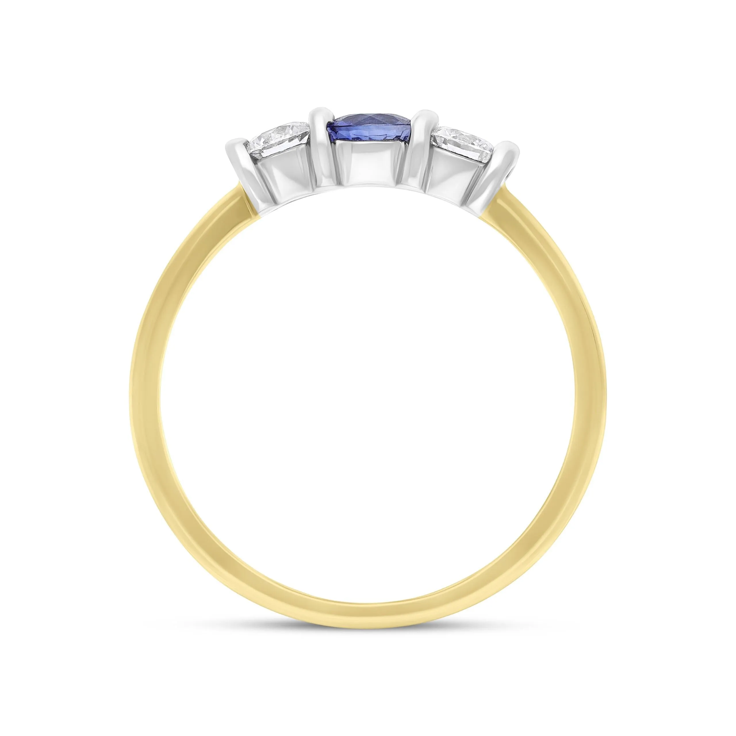 18ct Yellow and White Gold .30 Sapphire .26 3 Stone Diamond Bar Ring sold by C.W. Sellors product image thumbnail 2