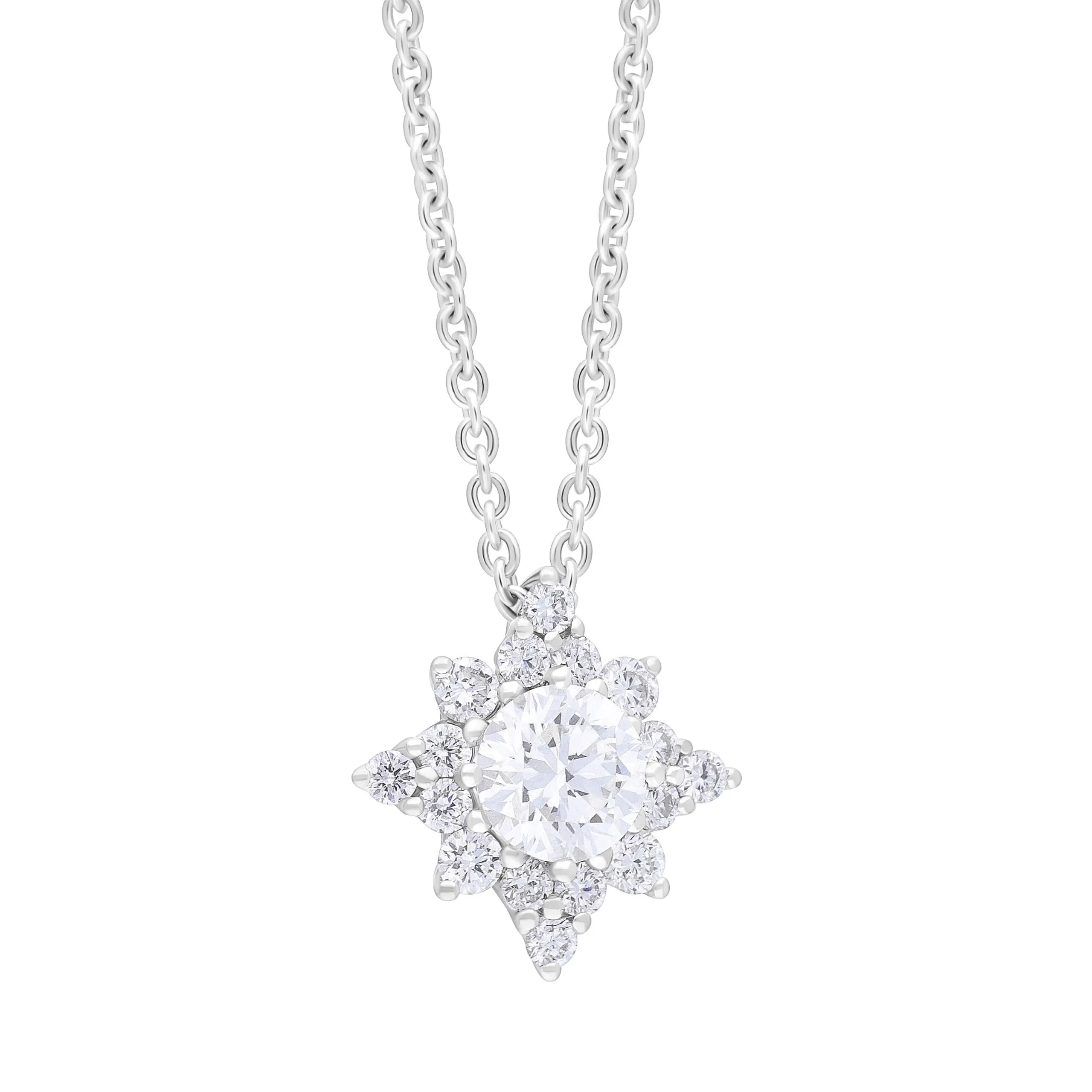 18ct White Gold .31 Diamond .19 Round Star Diamond Cluster Pendant & Chain sold by C.W. Sellors product image thumbnail 2