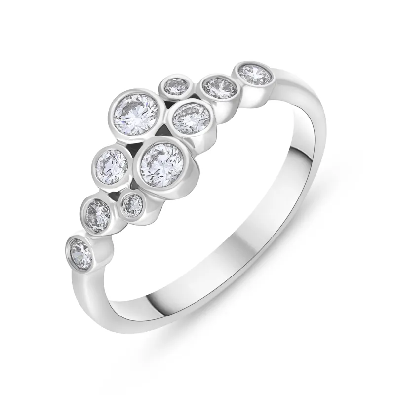 18ct White Gold Diamond .52 10st Cluster Ring sold by C.W. Sellors