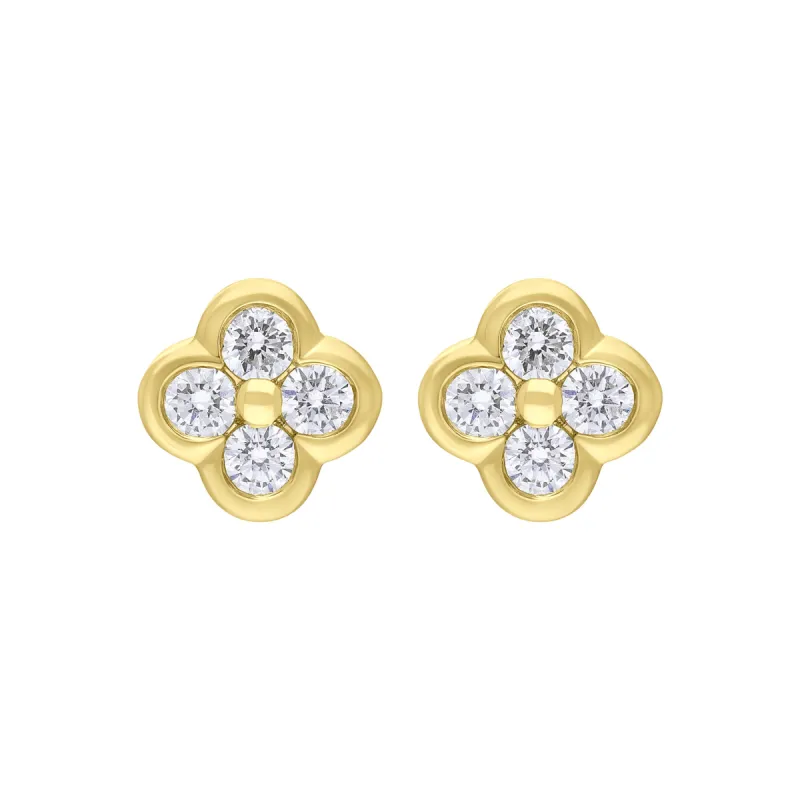 18ct Yellow Gold 0.25 4 Stone Diamond Cluster Stud Earrings sold by C.W. Sellors