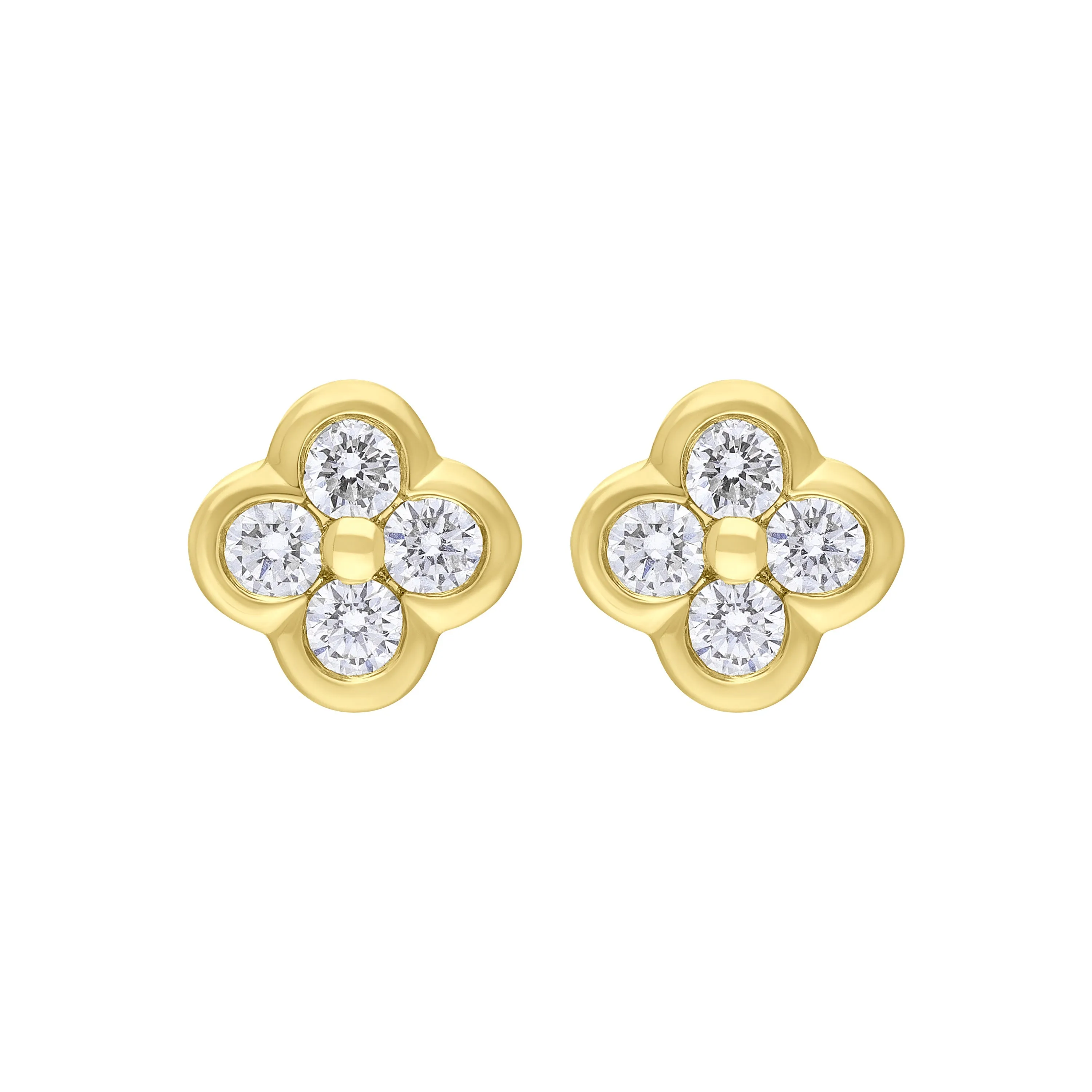 18ct Yellow Gold 0.25 4 Stone Diamond Cluster Stud Earrings sold by C.W. Sellors