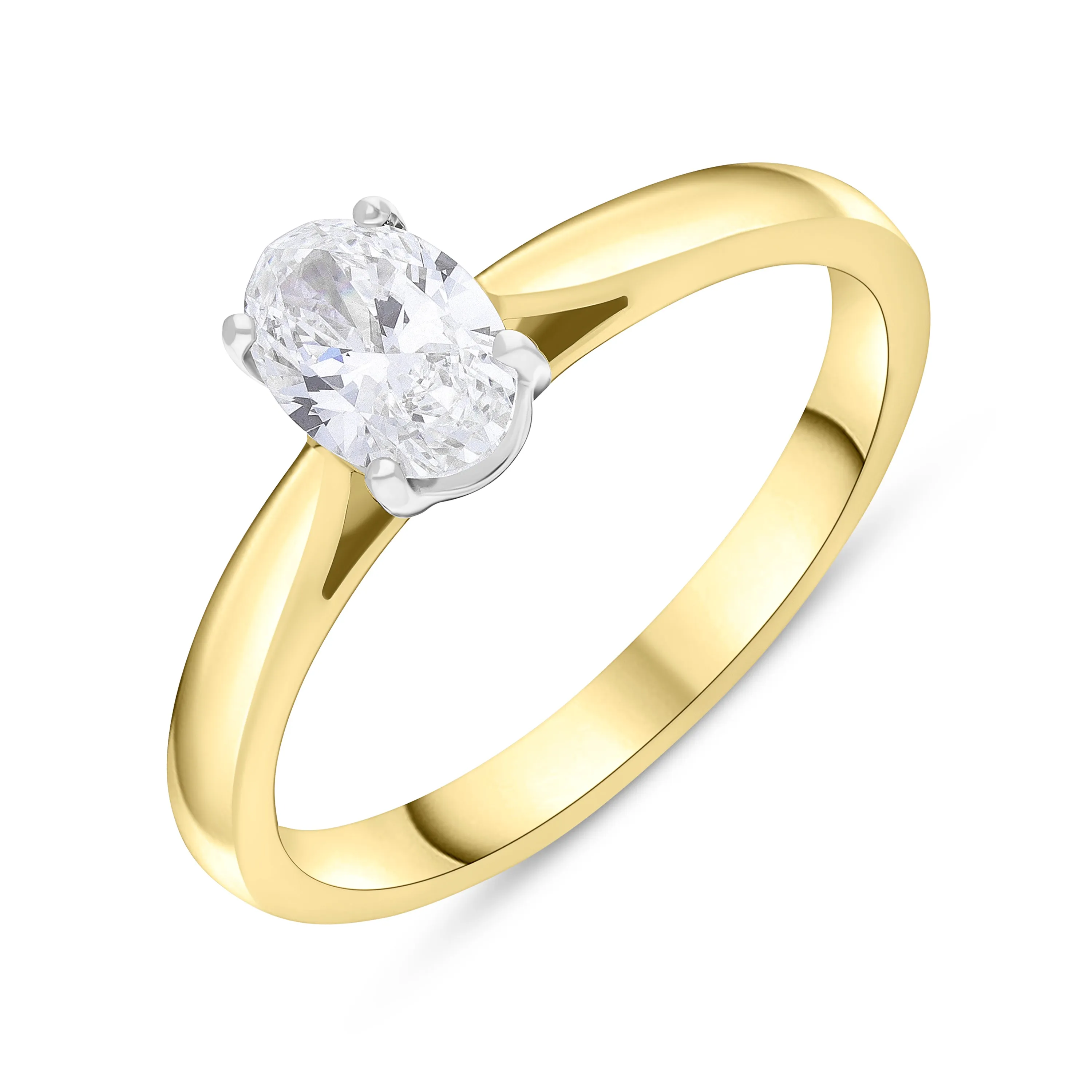 18ct Yellow Gold .52 Diamond Solitaire Oval Ring Size L GIA FVS2 sold by C.W. Sellors