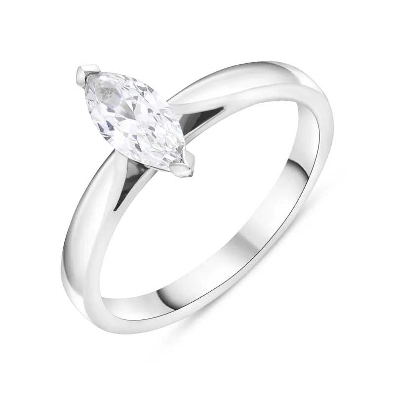 Platinum 0.50 Diamond Solitaire Marquise Cut Ring Size M GIA FVS2 sold by C.W. Sellors