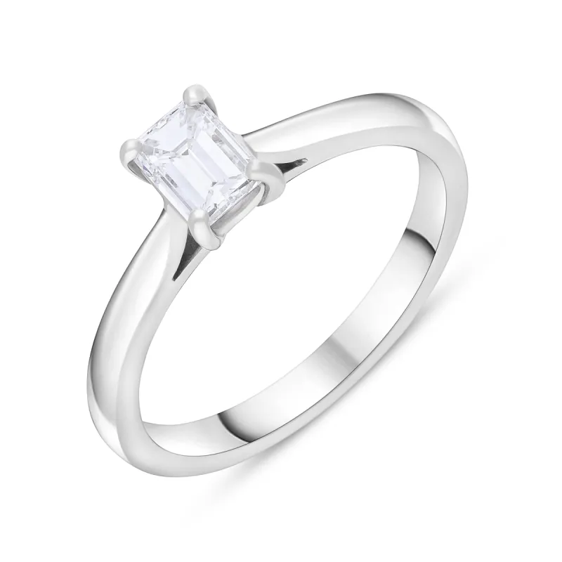Platinum 0.50 Diamond Solitaire Emerald Cut Claw Ring Size M GIA DVS2 sold by C.W. Sellors