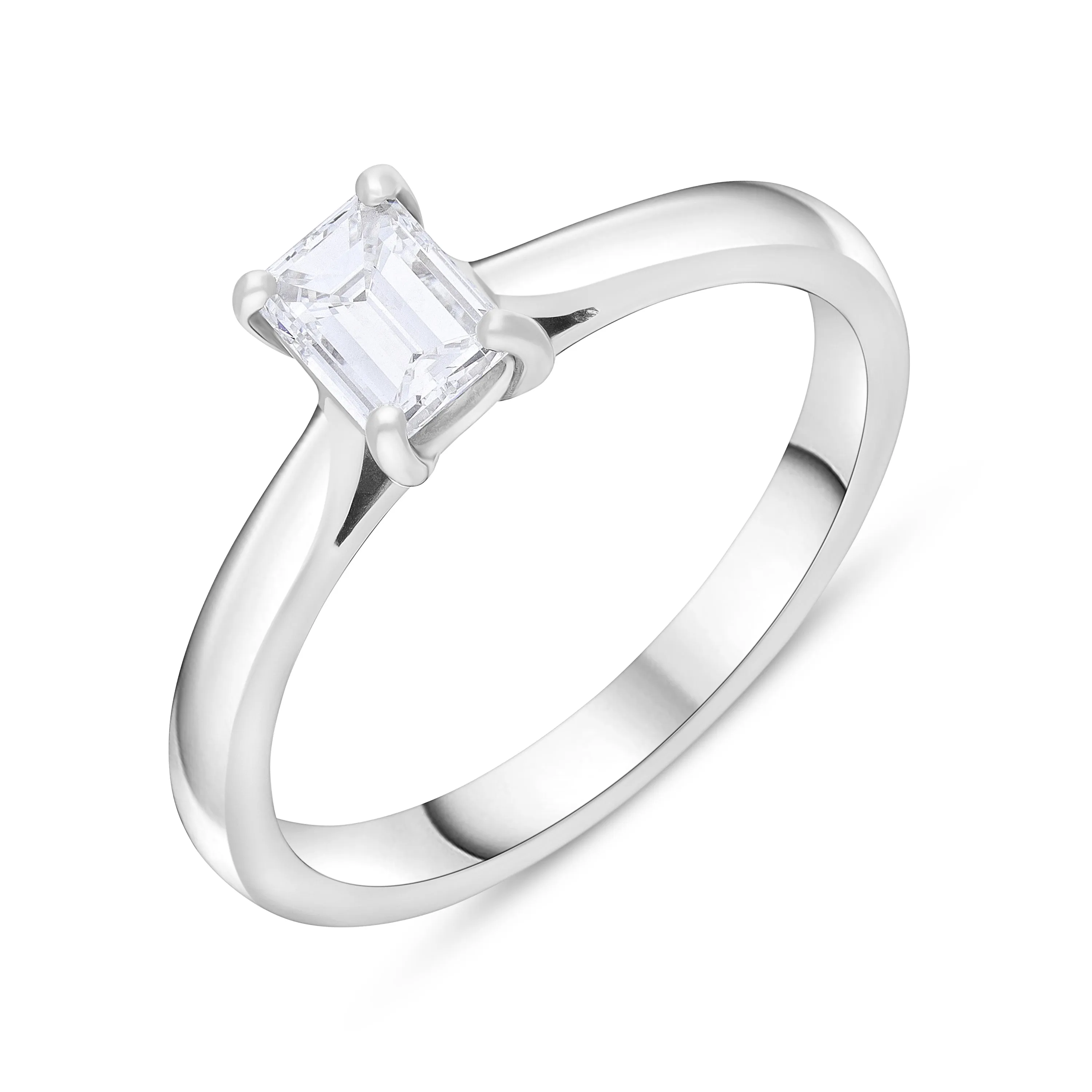 Platinum 0.50 Diamond Solitaire Emerald Cut Claw Ring Size M GIA DVS2 sold by C.W. Sellors