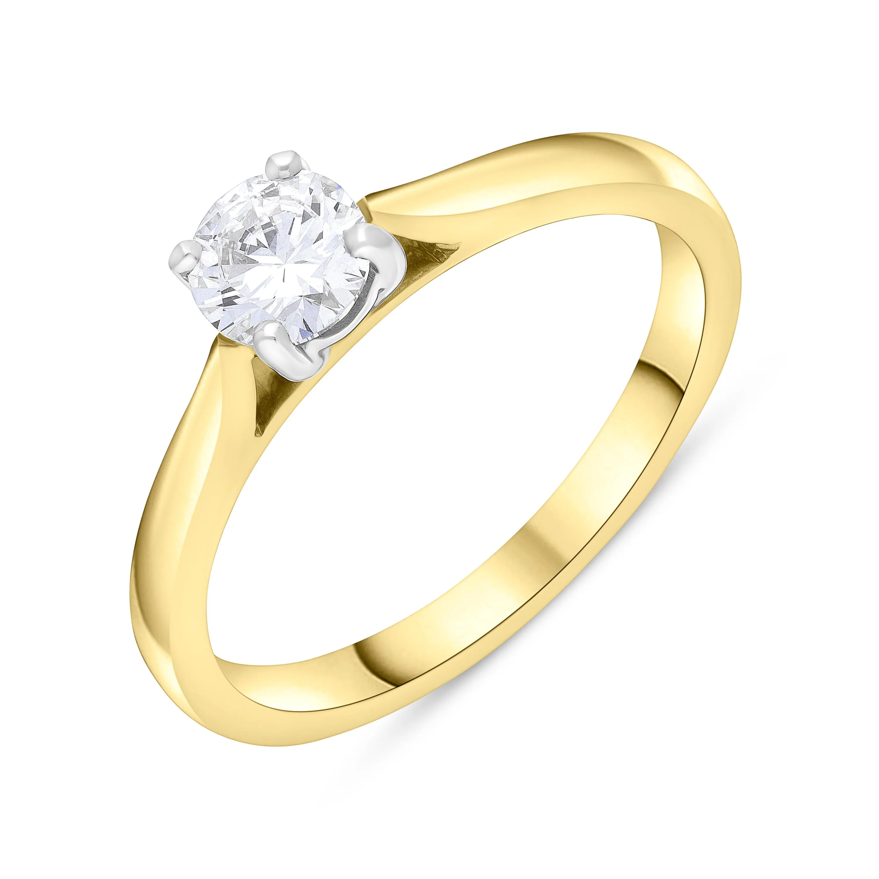 18ct Yellow White Gold Diamond 0.50 Solitaire 4 Claw Ring Size O GIA FVS2 sold by C.W. Sellors