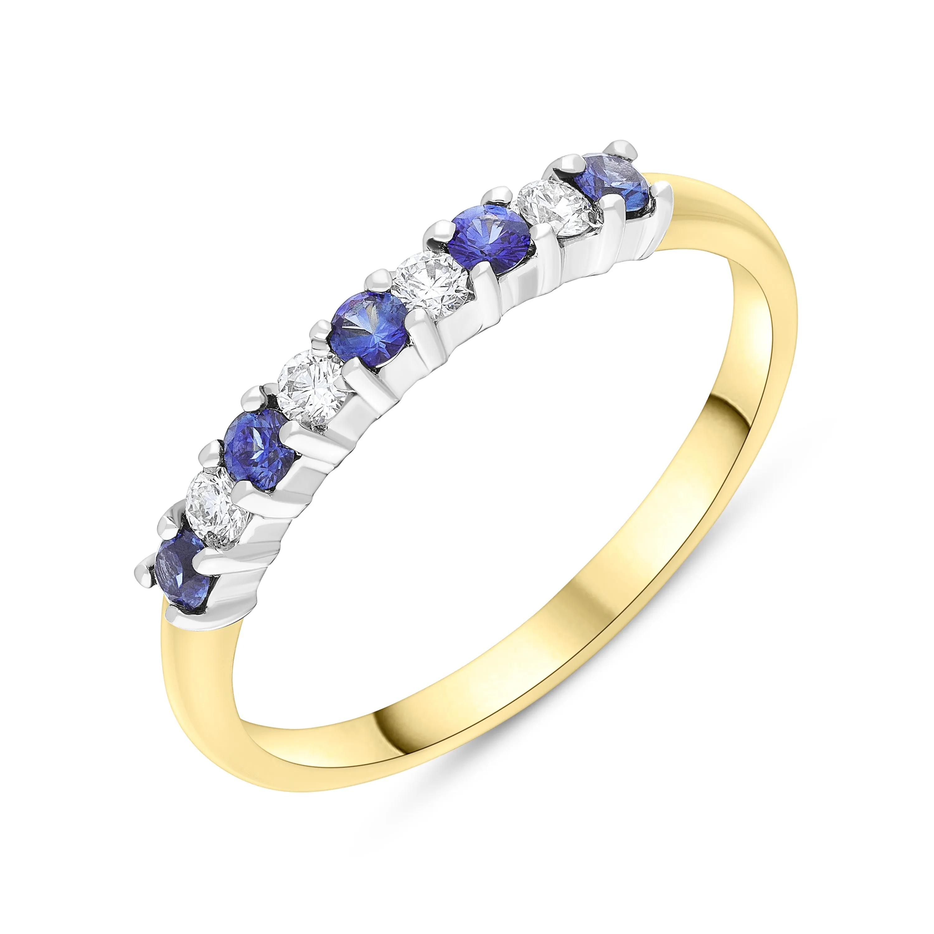 18ct White Gold 0.23 Sapphire 0.12 9 Stone Diamond Claw Set Eternity Ring sold by C.W. Sellors
