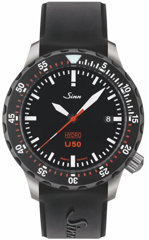 Sinn U50 Hydro SDR Silicone Black Watch sold by C.W. Sellors