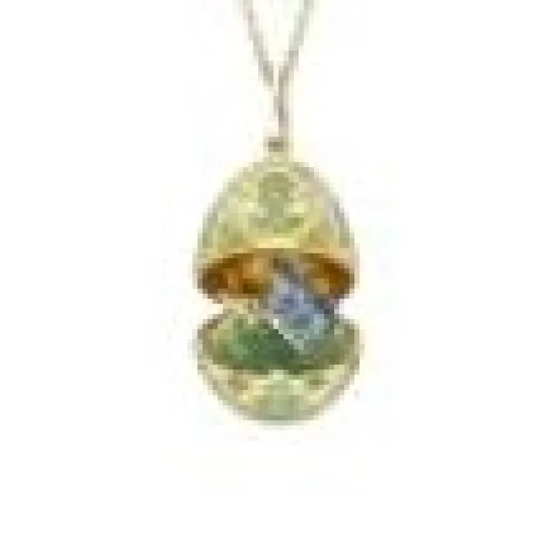 Faberge Heritage Yellow & White Gold Diamond & Green Guilloché Enamel Butterfly Surprise Locket sold by C.W. Sellors