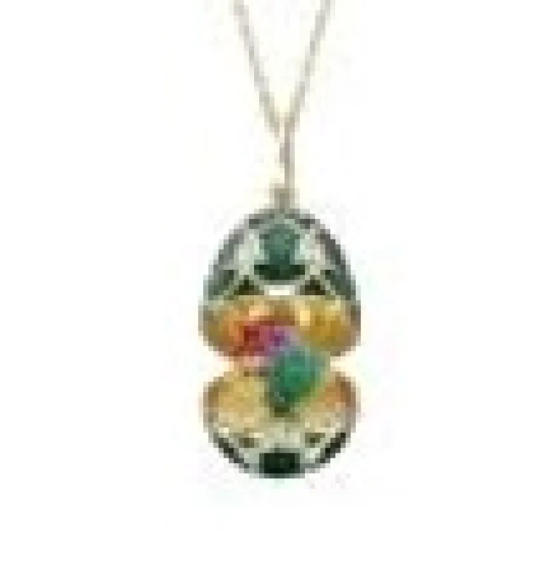 Faberge Heritage Yellow & White Gold Diamond & Green Guilloché Enamel Chameleon Surprise Locket sold by C.W. Sellors