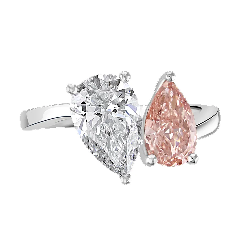 Platinum 2.6ct White & Pink Laboratory Grown Diamond 'Toi et Moi' Ring sold by C.W. Sellors