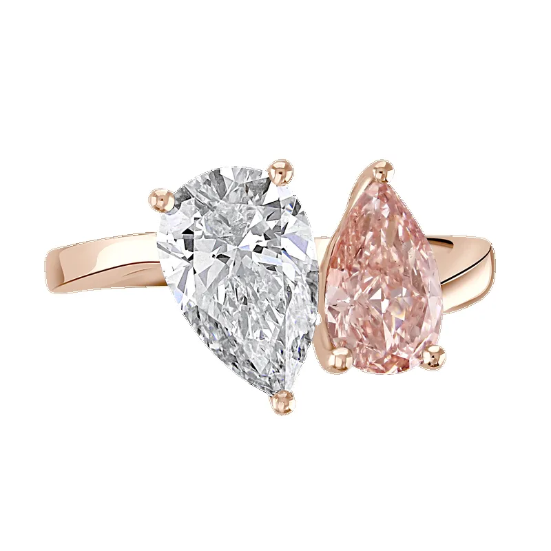 18ct Rose Gold 2.6ct White & Pink Laboratory Grown Diamond 'Toi et Moi' Ring sold by C.W. Sellors