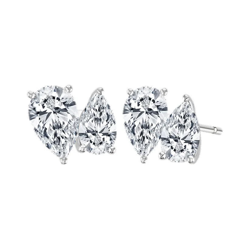 18ct White Gold 3.8ct Laboratory Grown Diamond 'Toi et Moi' Earrings sold by C.W. Sellors