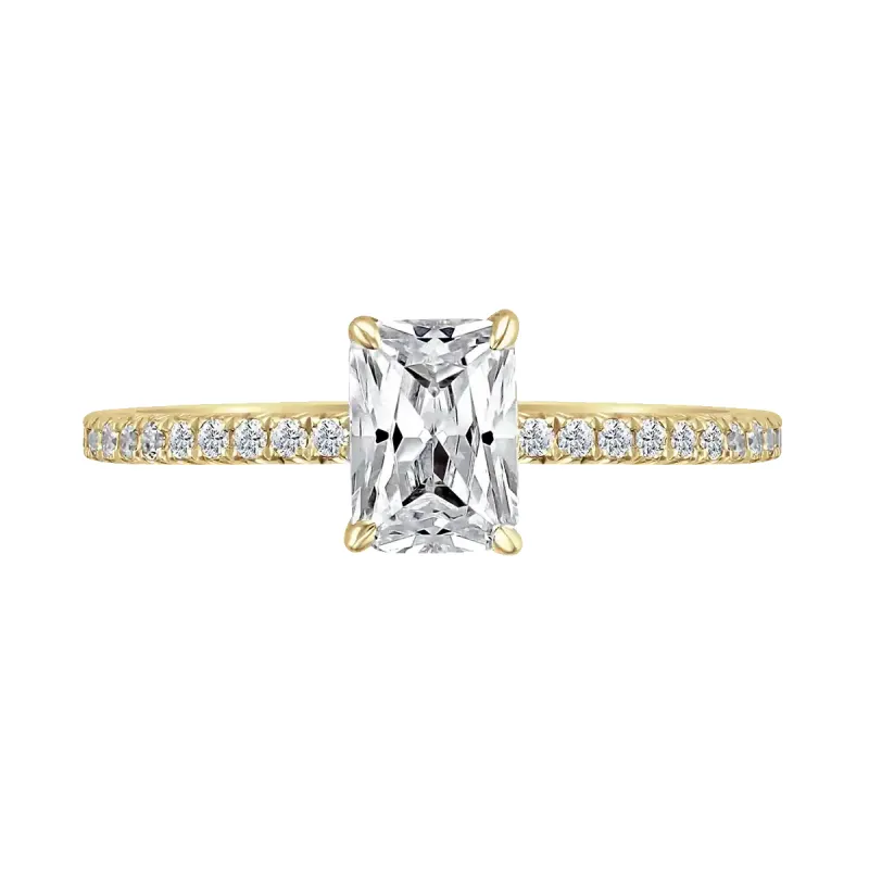 18ct Yellow Gold 2ct Radiant Cut Laboratory Grown Diamond Solitaire With Diamond Shoulders sold by C.W. Sellors