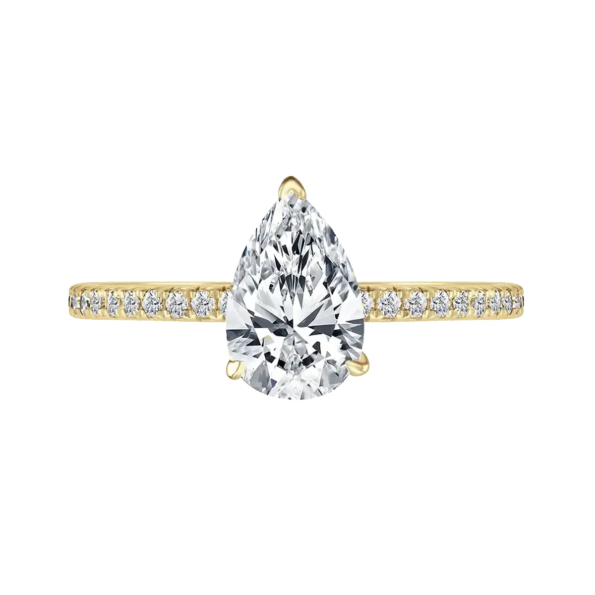 18ct Yellow Gold 2ct Pear Cut Laboratory Grown Diamond Solitaire With Diamond Shoulders sold by C.W. Sellors