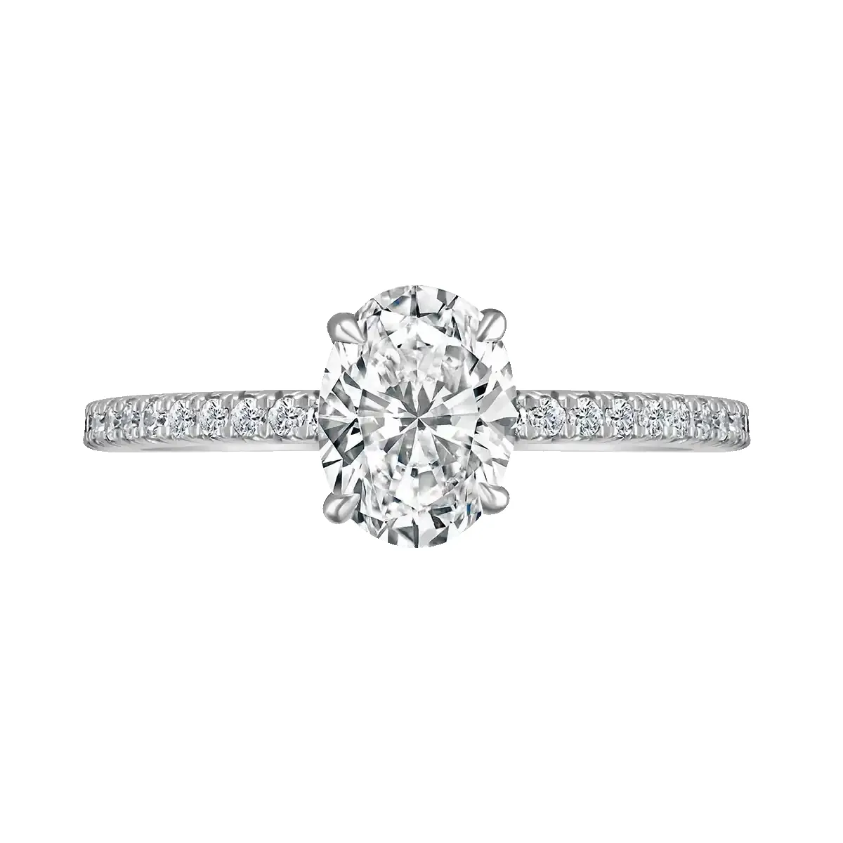 Platinum 1ct Oval Cut Laboratory Grown Diamond Solitaire With Diamond Shoulders sold by C.W. Sellors