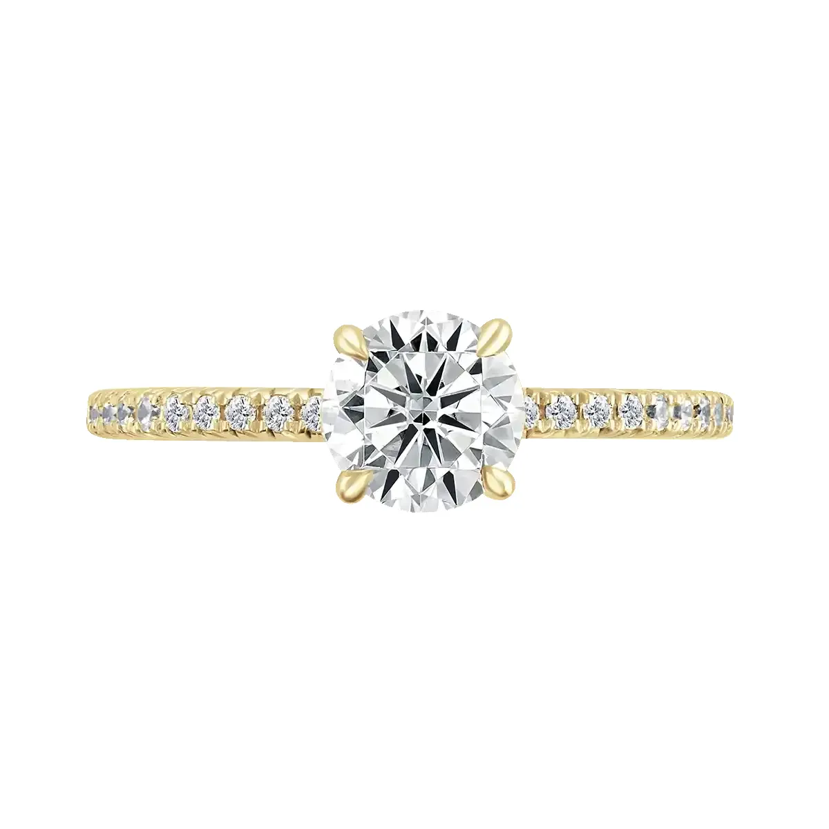 18ct Yellow Gold 1ct Round Brilliant Cut Laboratory Grown Diamond Solitaire With Diamond Shoulders sold by C.W. Sellors