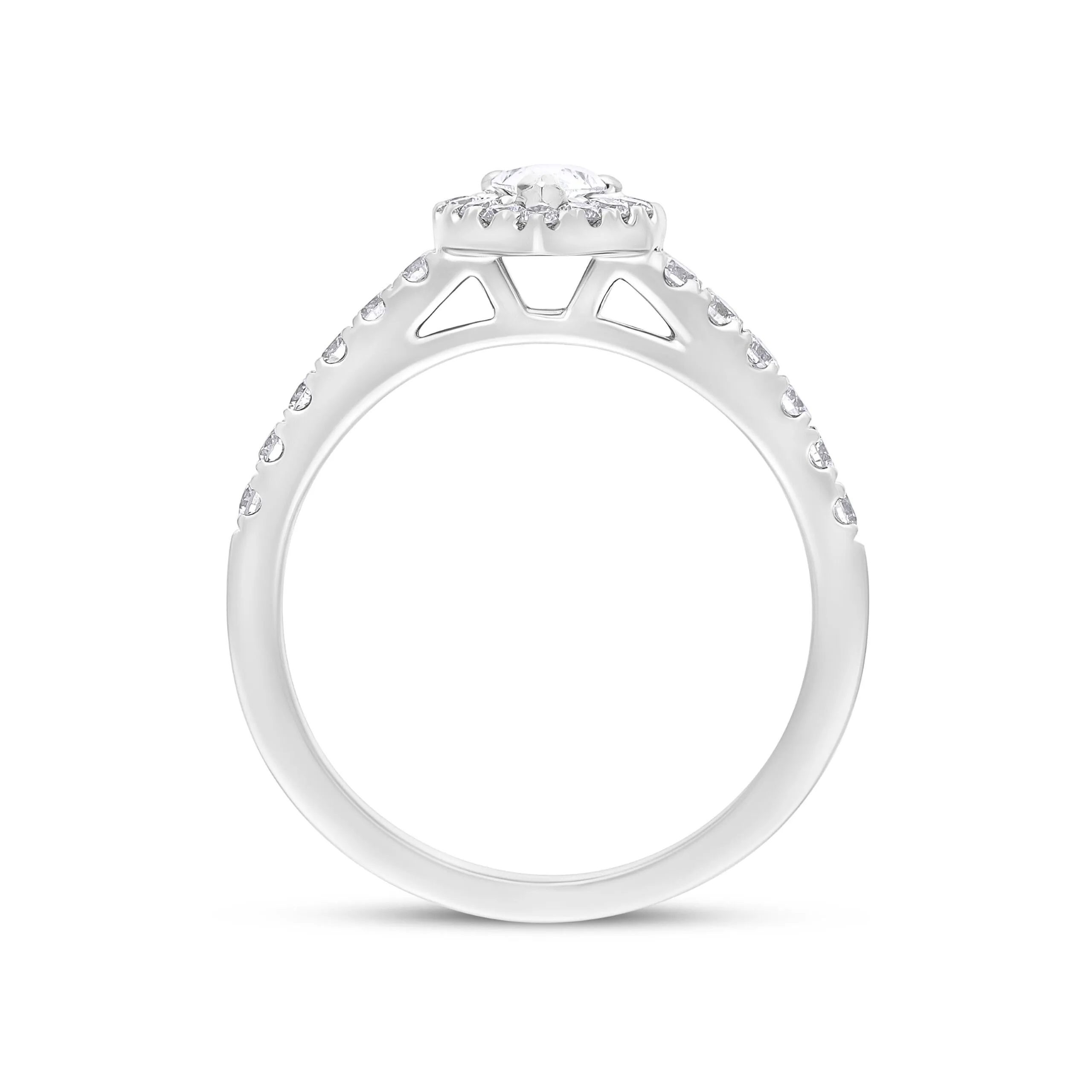 Platinum 0.30ct Diamond 0.45ct Diamond Pear Castle Set Claw Cluster Ring Size N GIA DSI1 sold by C.W. Sellors product image thumbnail 2