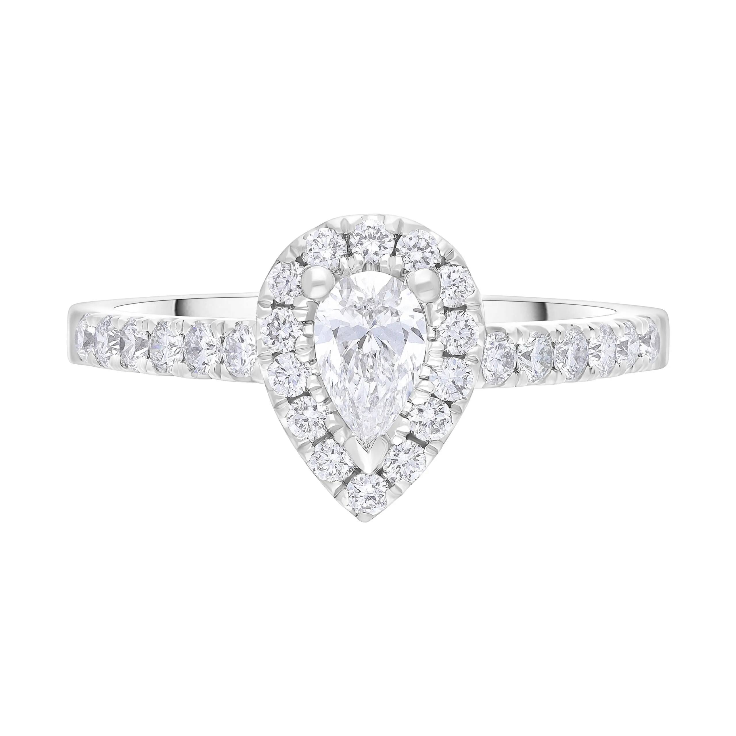 Platinum 0.30ct Diamond 0.45ct Diamond Pear Castle Set Claw Cluster Ring Size N GIA DSI1 sold by C.W. Sellors product image thumbnail 3