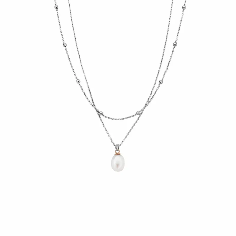 Clogau Nature's Wonder Sterling Silver Beachcomber Layered Necklace with Pearl sold by C.W. Sellors