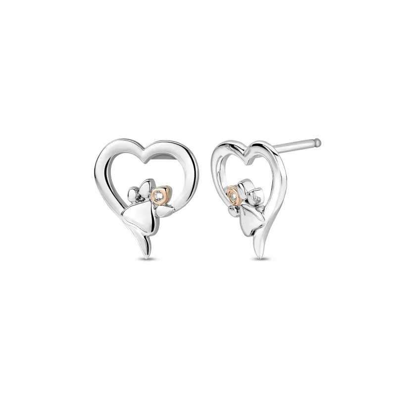 Clogau Paw Prints Sterling Silver Heart Stud Earrings with Topaz sold by C.W. Sellors