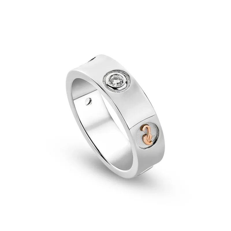Clogau Insignia Sterling Silver Band Ring with Topaz made by C.W. Sellors