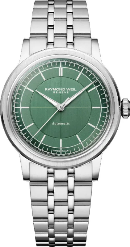 Raymond Weil Millesime Sage Green 35mm Watch sold by C.W. Sellors